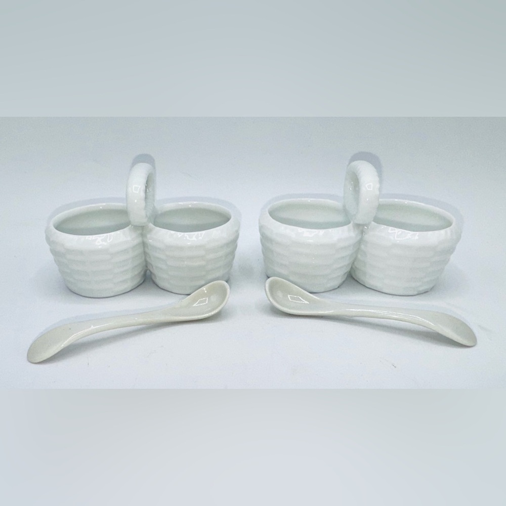 Tiffany & Co. Miniature White Ceramic Double Woven Baskets